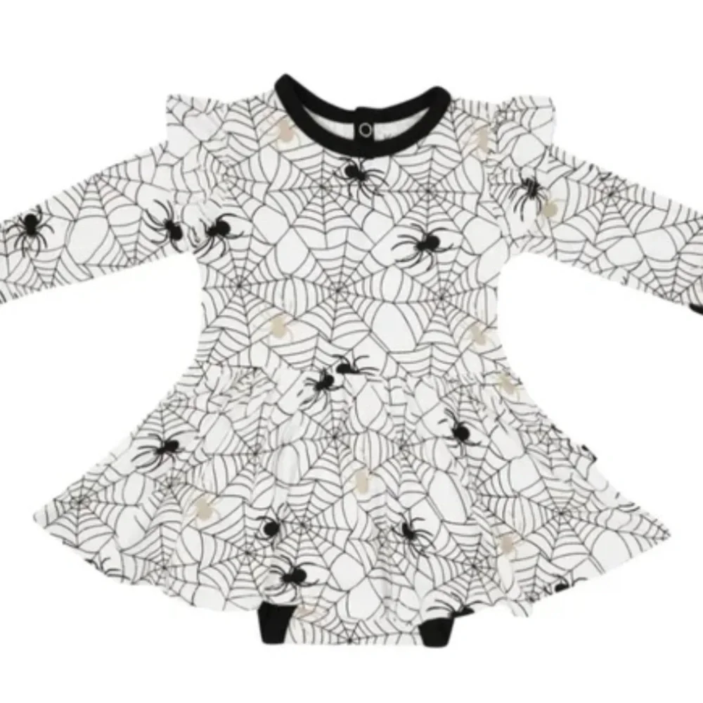 KYTE Baby Long Sleeve Twirl Bodysuit Dress Spider 18-24 mo Halloween Bamboo Fall